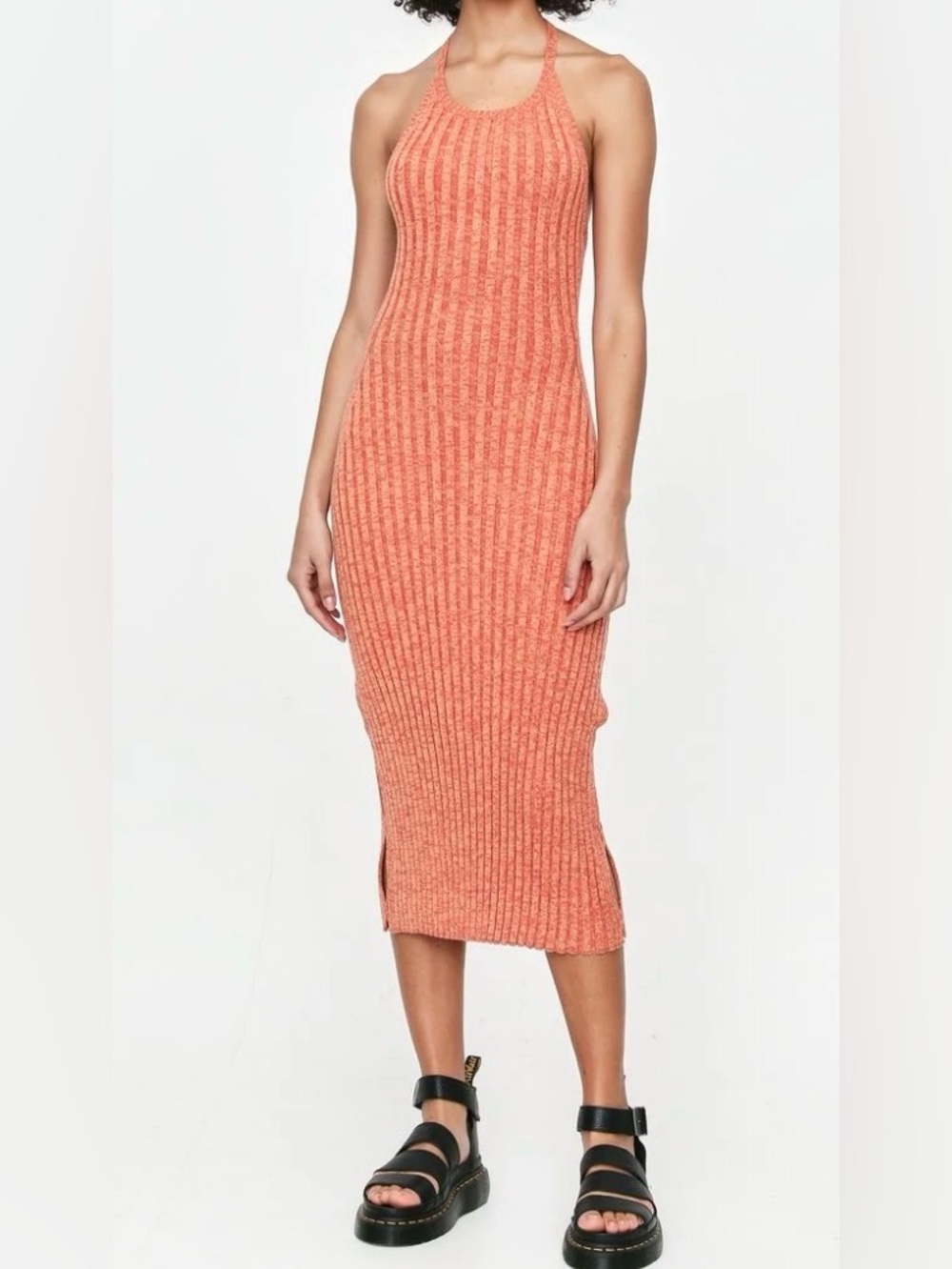 Rachel Comey Salo Dress in Peach. Halter-neck and Backless
